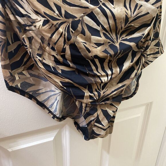 Lands End Womens Black Brown Beige Size Ten Draped Front  One Piece Swimsuit 18 - Picture 3 of 8